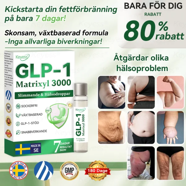 Officiell Butik | Keyess® GLP-1 & Matrixyl 3000 Viktminsknings- och Hälsodroppar *(Bara en dos om dagen - märkbara resultat på bara 7 dagar)* ✅ Lämplig för: Fetma, hjärt-kärlhälsa, diabetes, sömnapné, ledproblem och mer